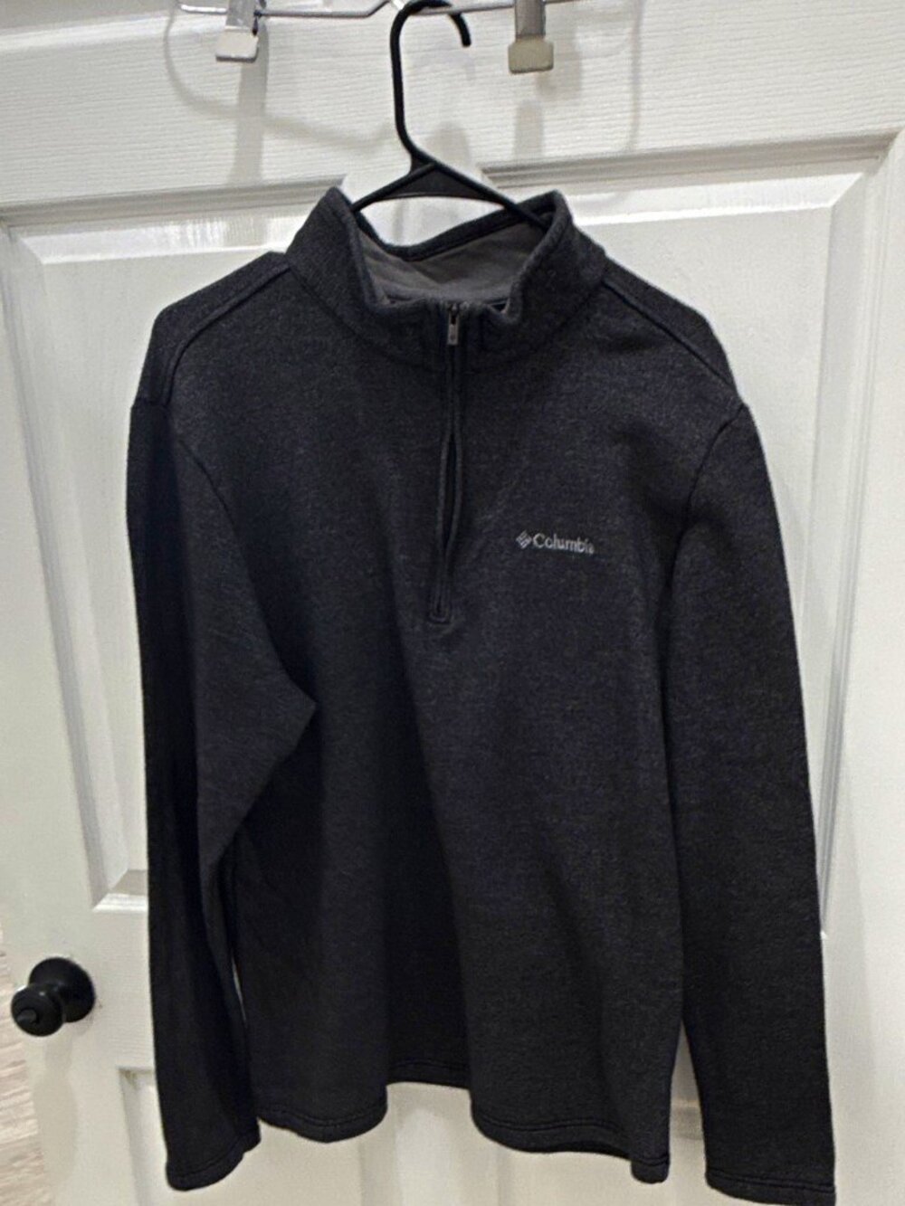 Columbia Men's L Gray Solid Fleece 1/4 Zip Mock Neck Pullover Sweatshirt
